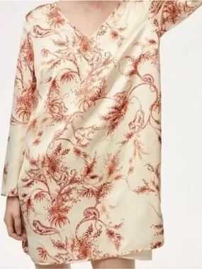 Aritzia Little Moon Brassia Toile Mini Dress Cream Rust Size S